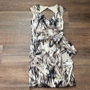 Maggy London Asymmetrical Dress in Black and Cream